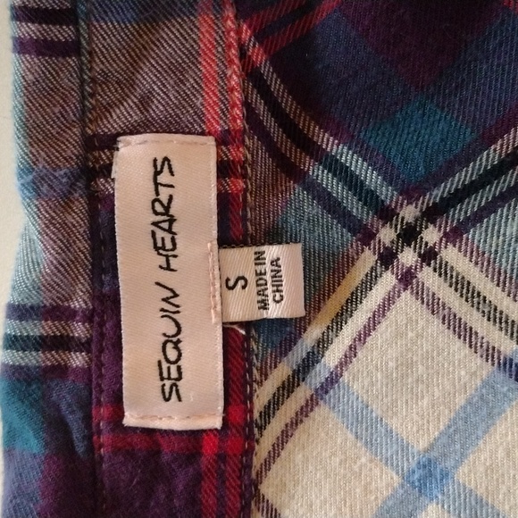 Sequin Hearts multi color plaid flannel - Picture 4 of 7